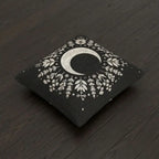 Crescent Moon Botanical Woven Pillow | Gothic Celestial Decor