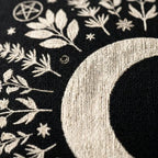 Crescent Moon Botanical Woven Pillow | Gothic Celestial Decor