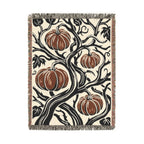 Vertical view of the pumpkin vine woven blanket design