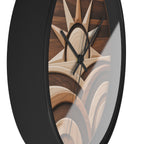 Geometric Sunrise Wall Clock | Marquetry-Style MCM Decor
