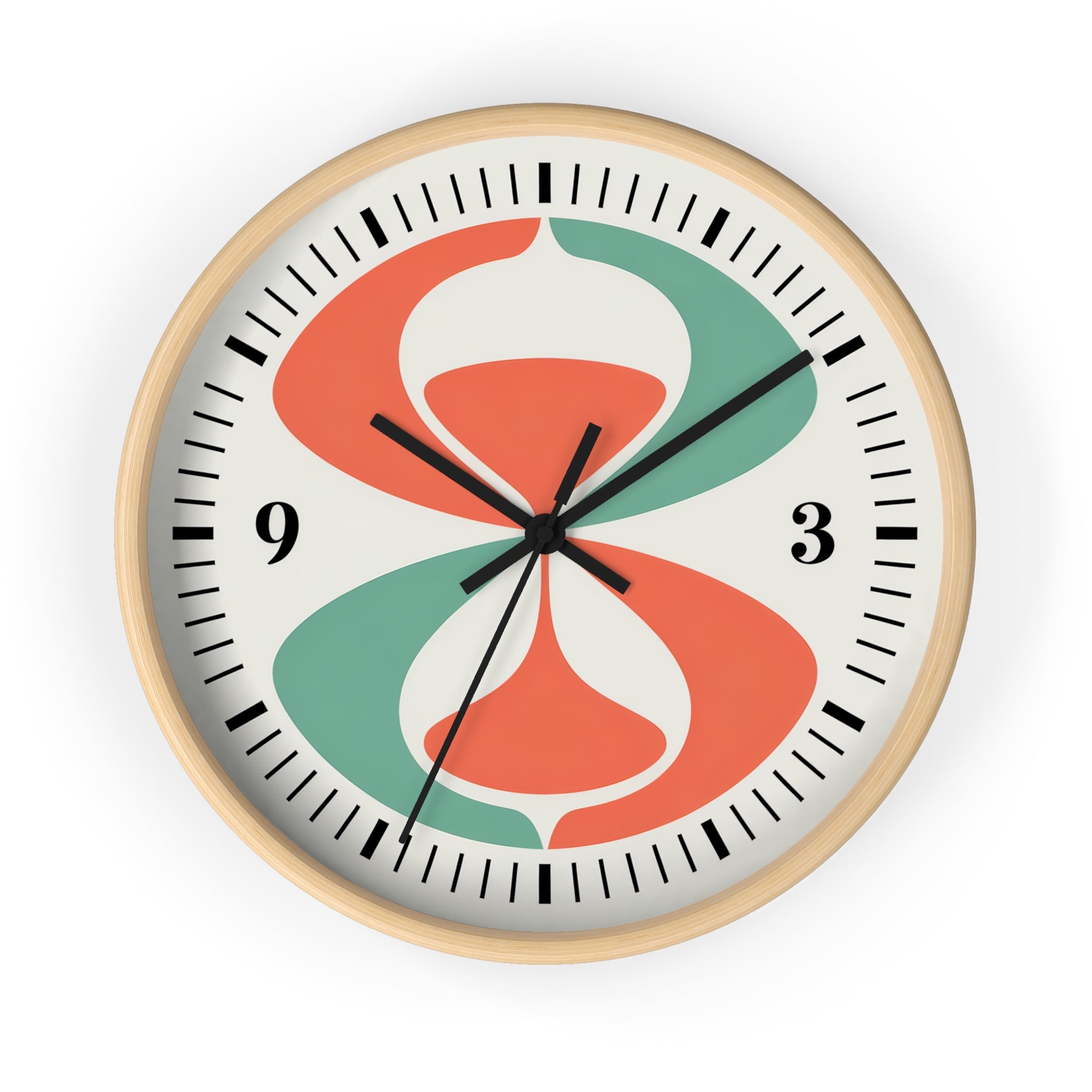Mid Century Modern Clock | Atomic Retro Minimalist Abstract Hourglass Wall Clock