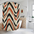 Retro Chevron Shower Curtain | Terracotta Black Cream