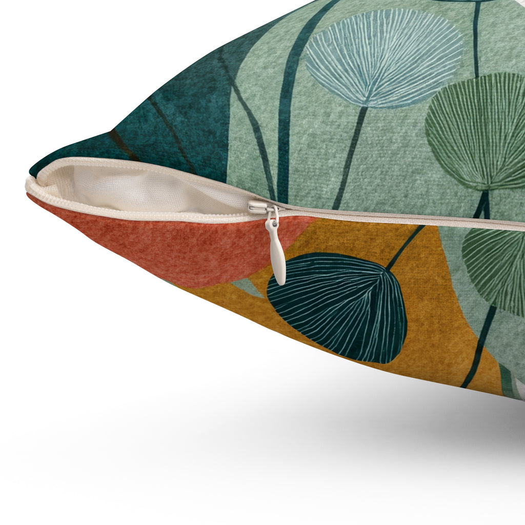 Mid-Century Botanical Throw Pillow | Modern Watercolor Florals
