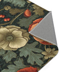 William Morris Poppy Area Rug | Coral Teal Floral Decor