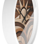 Geometric Sunrise Wall Clock | Marquetry-Style MCM Decor