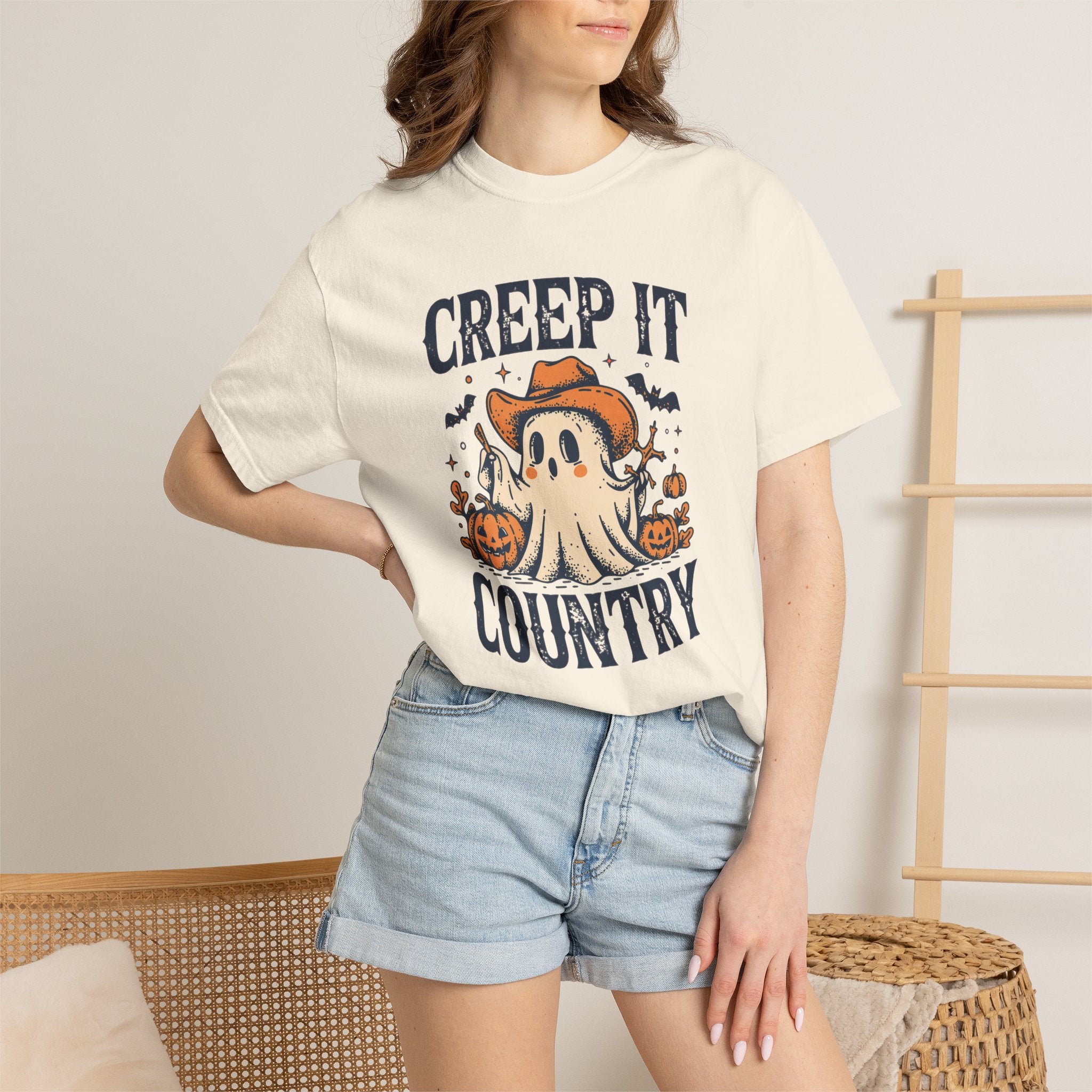 Creep It Country T-shirt | Halloween Ghost with Pumpkins