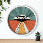 UFO Sunburst Wall Clock | Teal Orange Atomic Decor