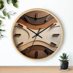 Geometric Starburst Wall Clock | Marquetry-Style Decor