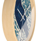 Linocut Raven Floral Wall Clock | Woodblock Style Vine Pattern