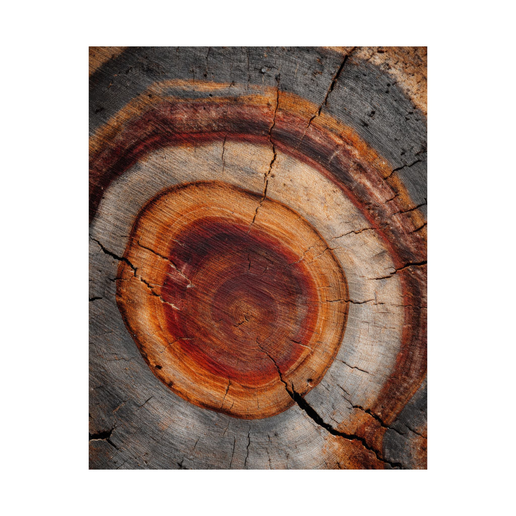 Tree Ring Wall Art | Rustic Wood Cross Section Print | Natural Growth Rings Poster | Farmhouse Forest Nature Photography Decor