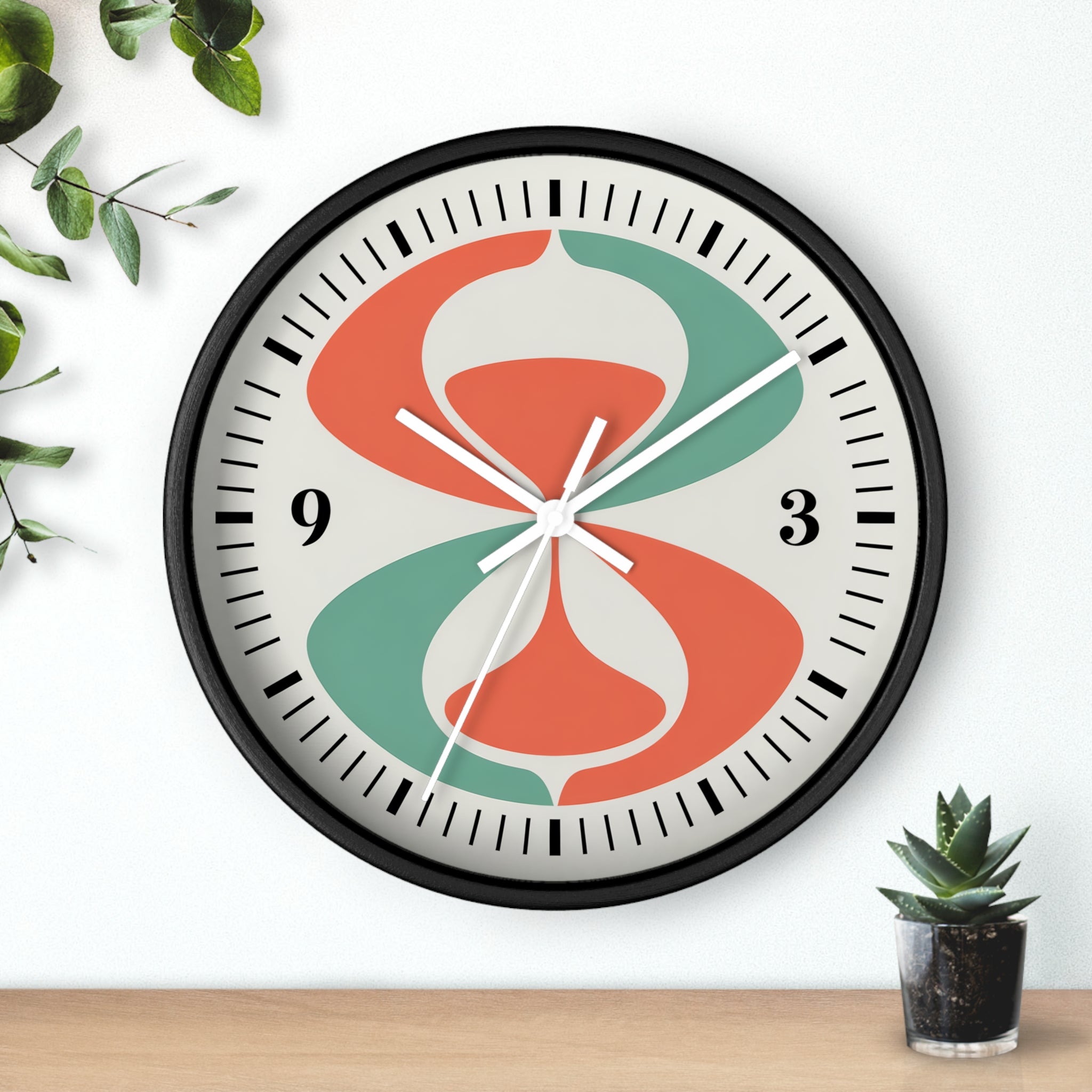 Mid Century Modern Clock | Atomic Retro Minimalist Abstract Hourglass Wall Clock