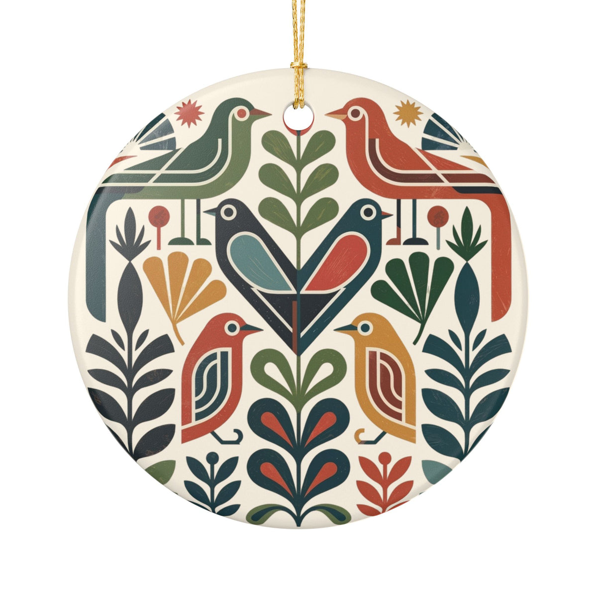 Scandinavian Folk Bird Ornament | Personalized Name & Year