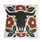 Longhorn Floral Outdoor Lumbar Pillow | Western Fall Decor