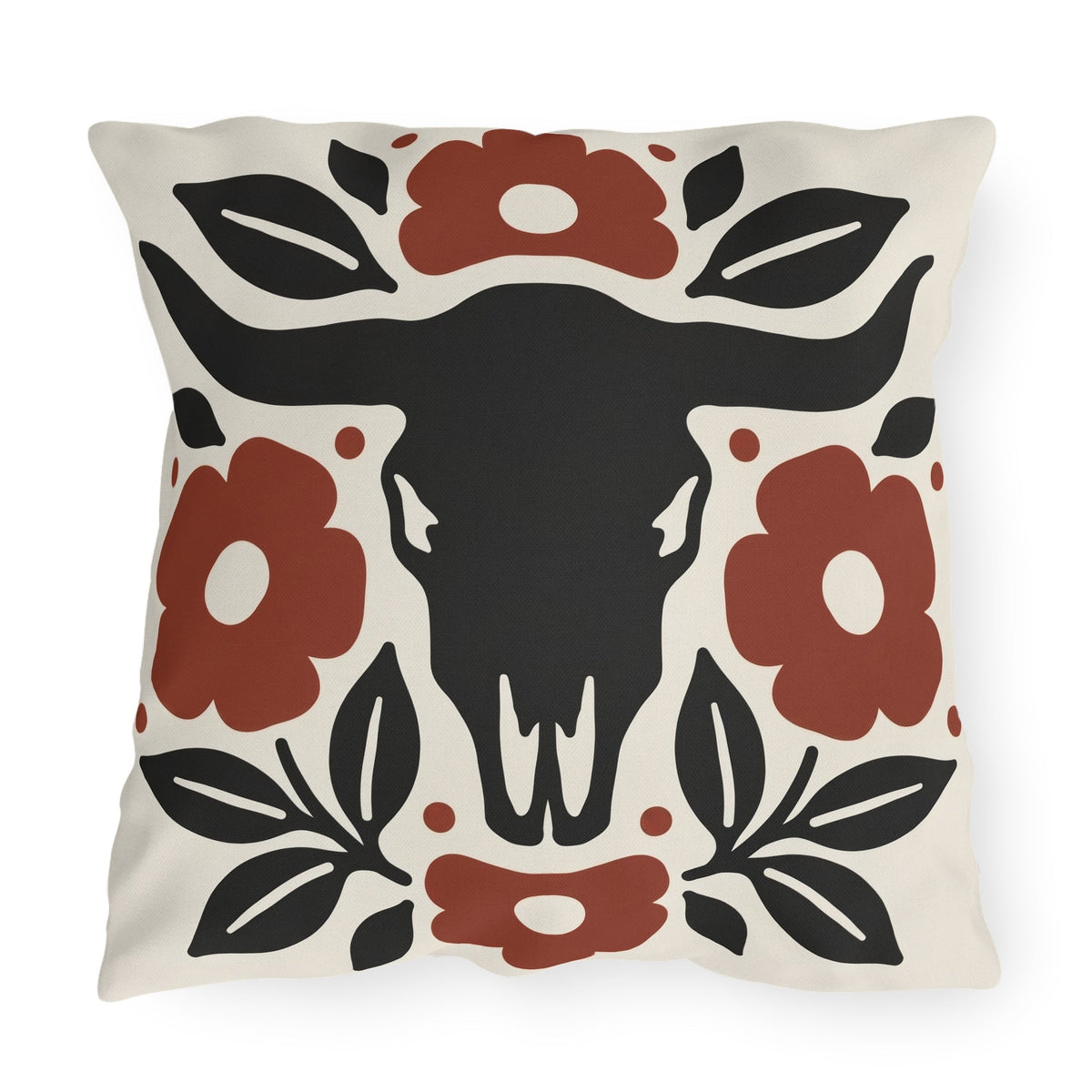 Longhorn Floral Outdoor Lumbar Pillow | Western Fall Decor