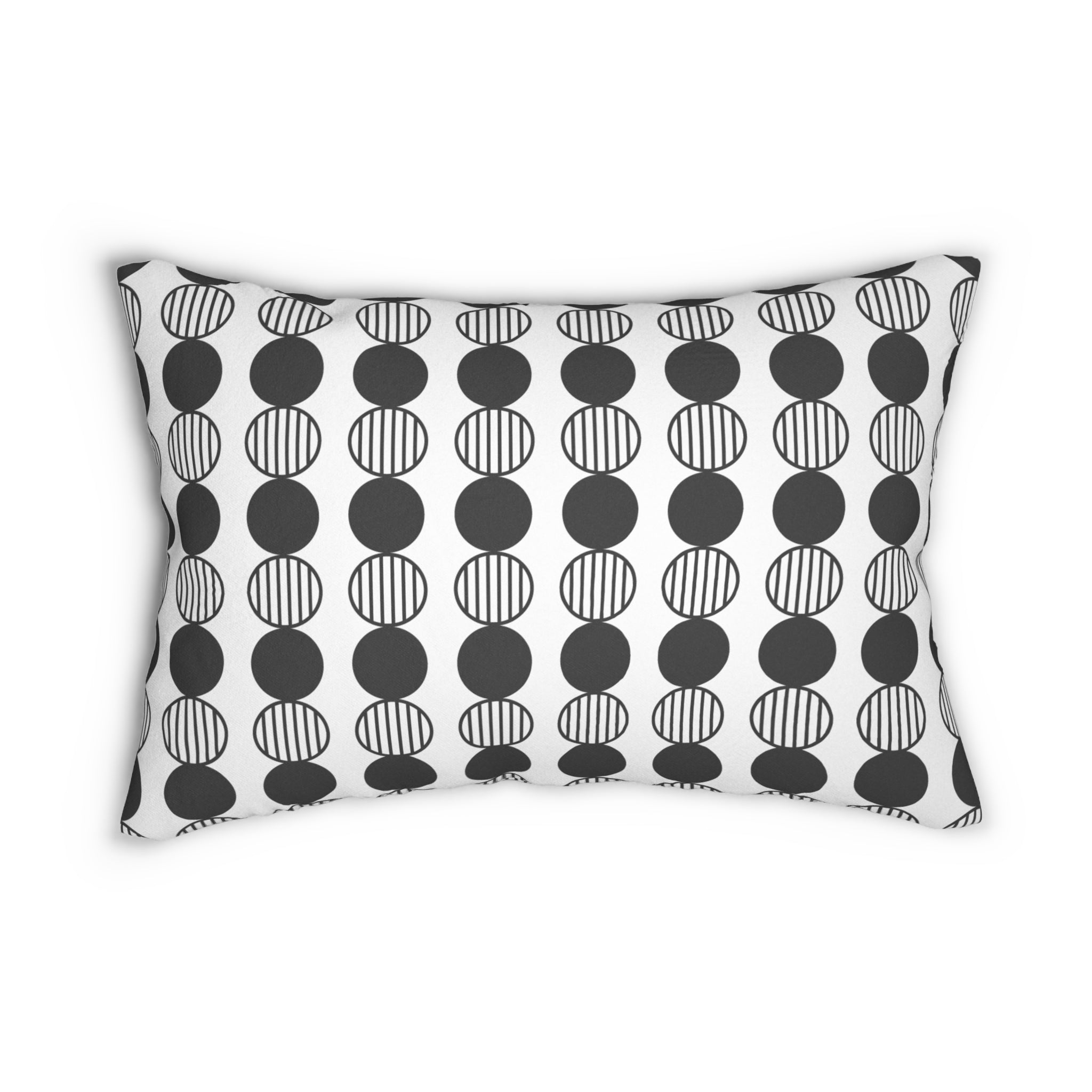 Mid Century Geometric Lumbar Pillow Off-White Charcoal Modern Cushion