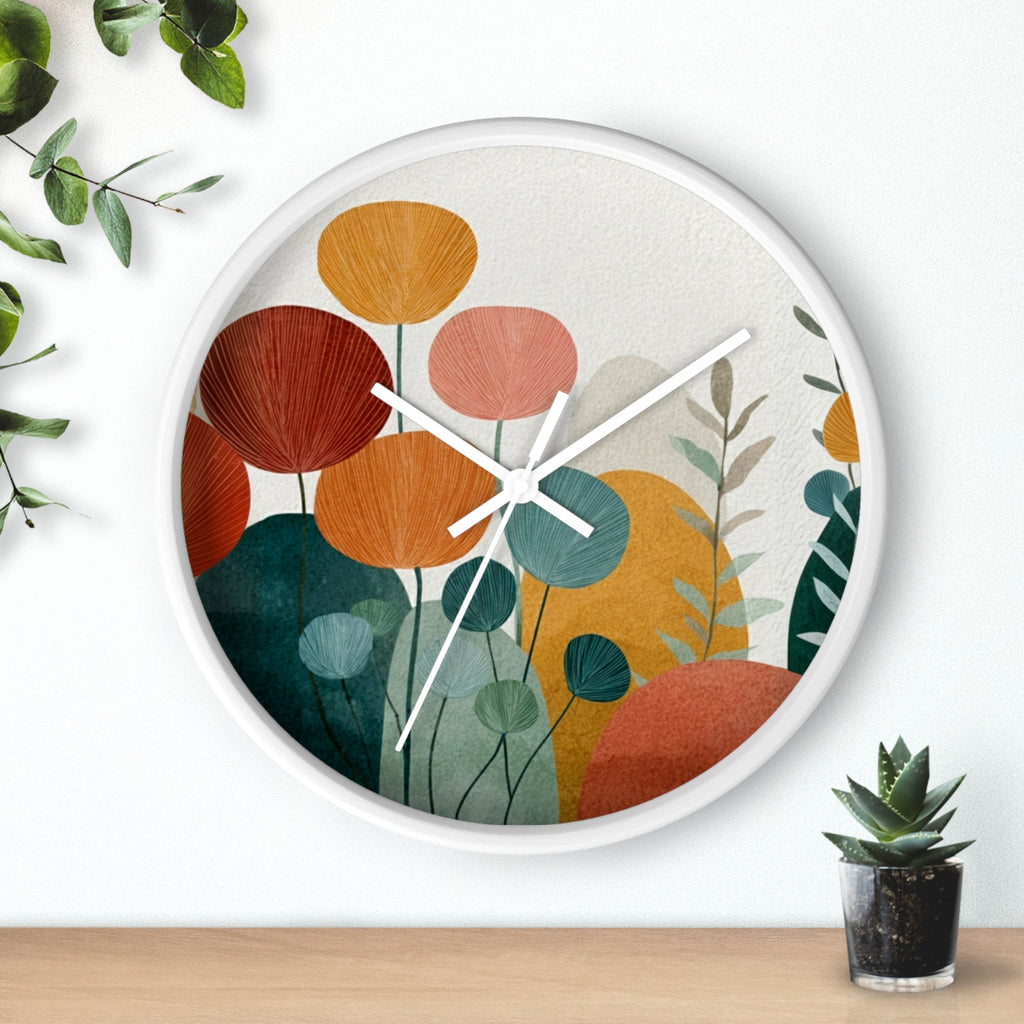 Mid Century Modern Clock |Botanical Modern Watercolor Florals
