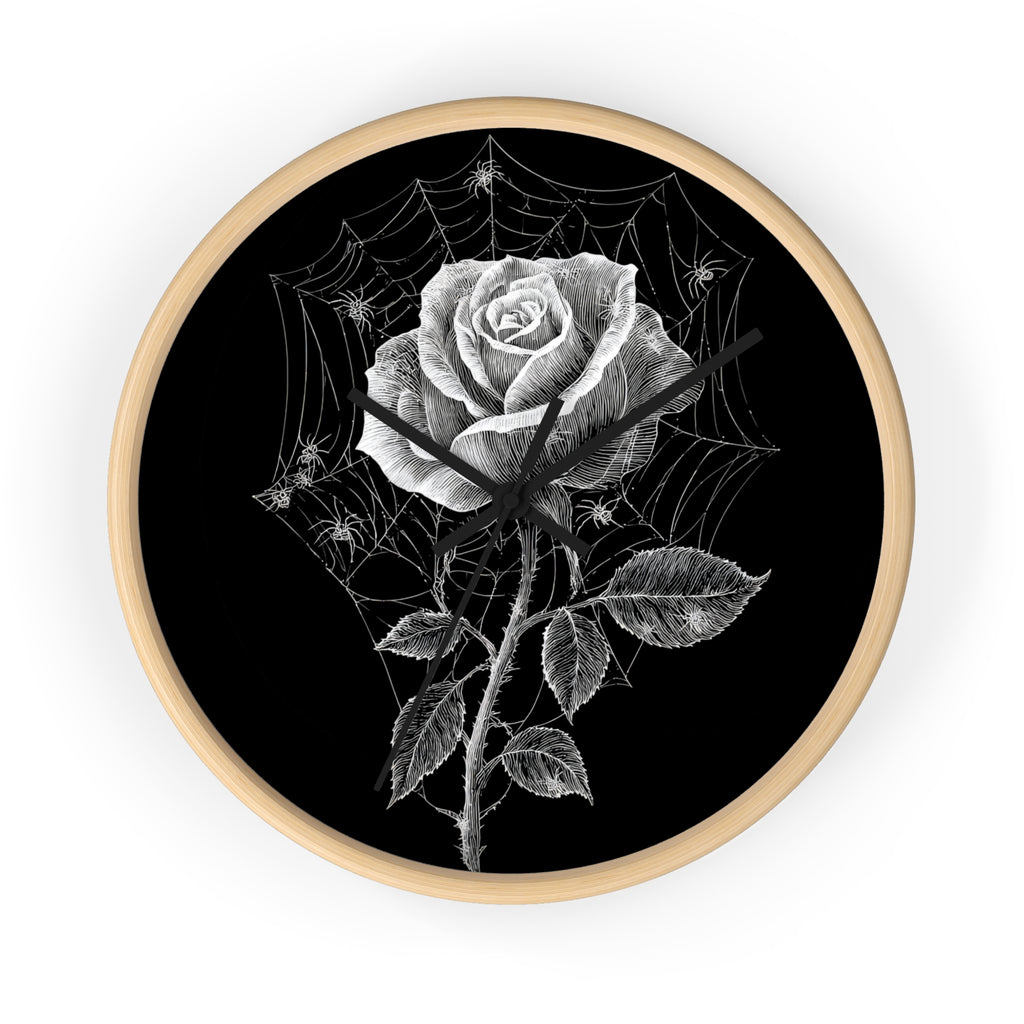 Gothic Rose Spiderweb Wall Clock | Victorian Dark Academia Decor