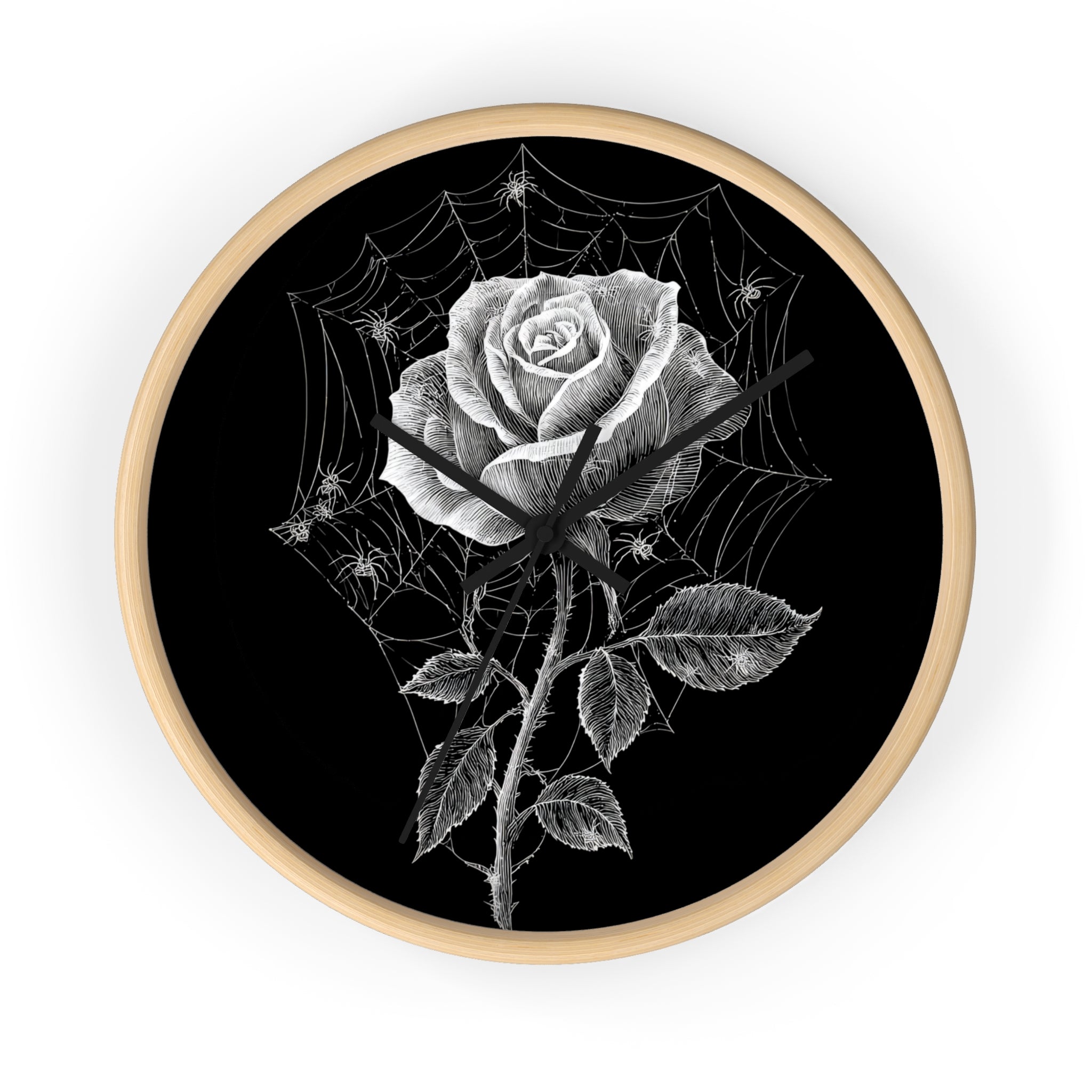 Gothic Rose Spiderweb Wall Clock | Victorian Dark Academia Decor