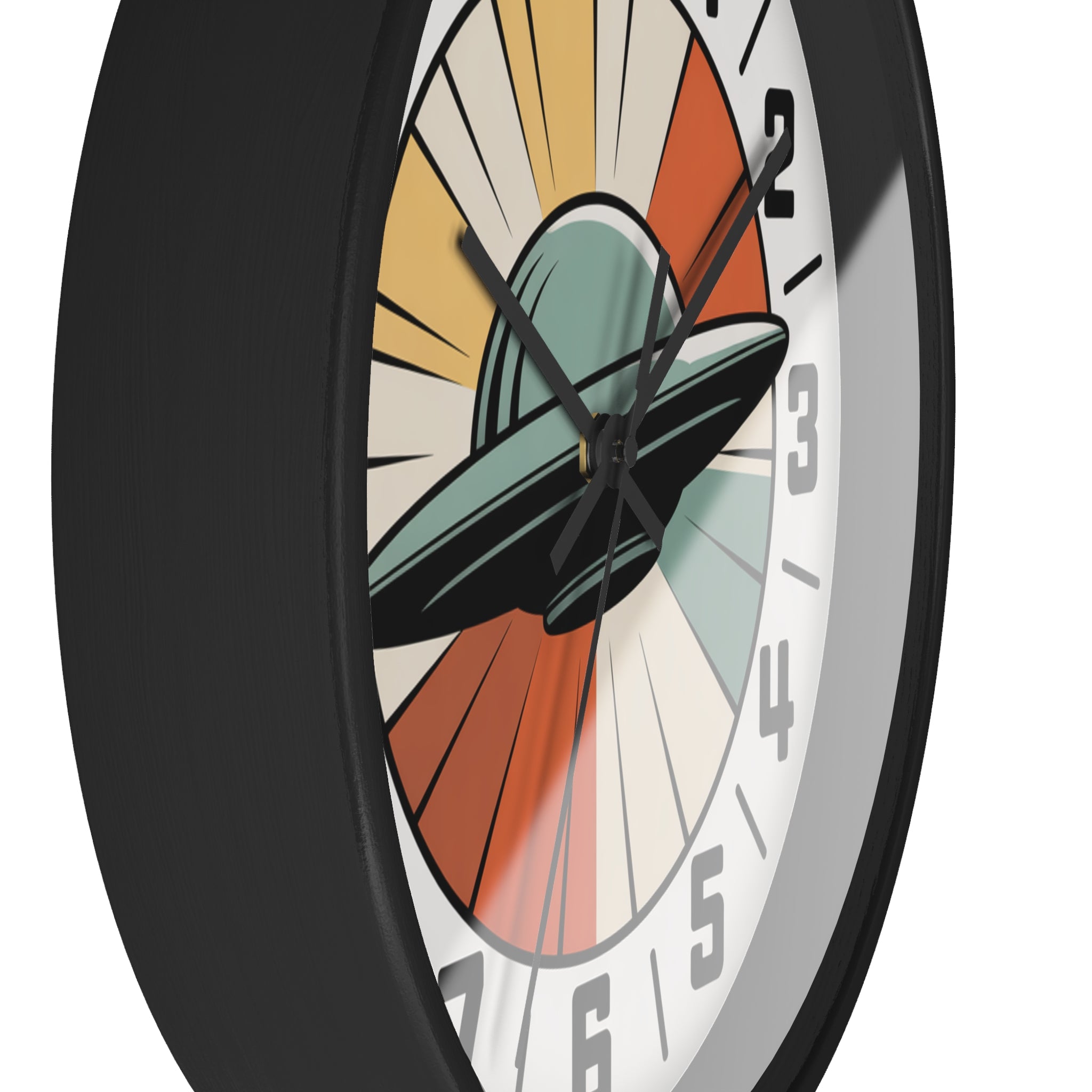 Mid Century Modern Clock, Retro UFO Wall Clock, Space Age Sunburst Dial, 1950s Flying Saucer Decor, Atomic Sci Fi Wall Art