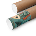 Retro folk fish poster print shown beside protective mailing tubes