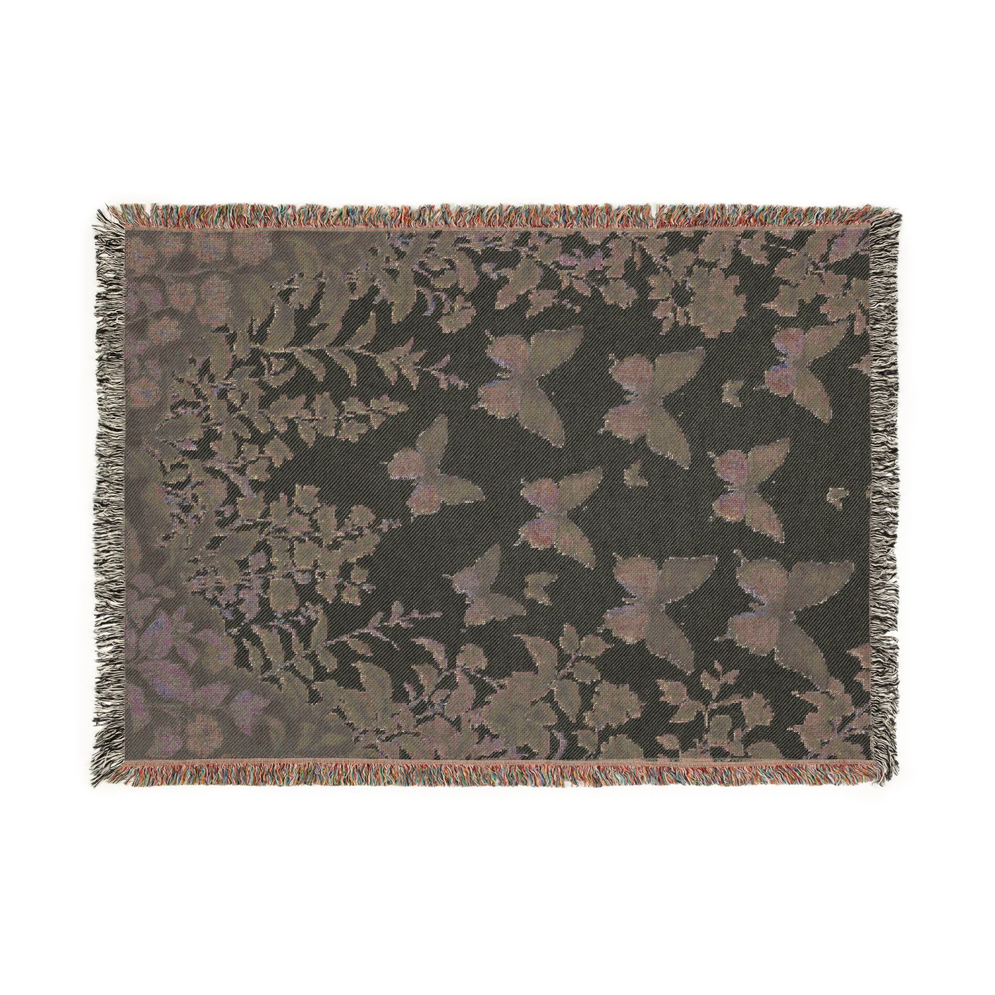 Butterfly Blanket | Woven Throw | Blue Botanical Cottagecore Decor