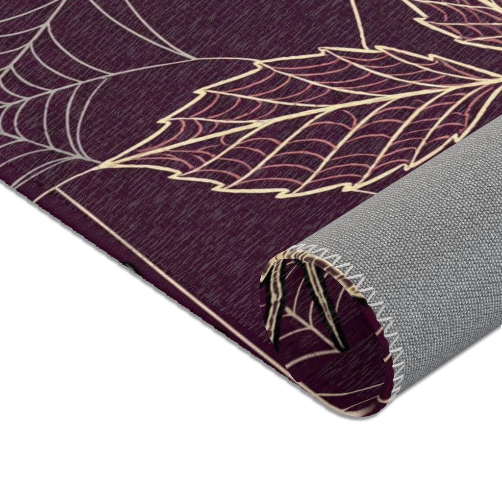 Spider Web Rose Gothic Area Rug | Raven Crescent Moon, Dark Academia Decor