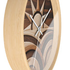 Geometric Sunrise Wall Clock | Marquetry-Style MCM Decor