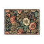 William Morris-Inspired Poppy Woven Blanket | Floral Throw