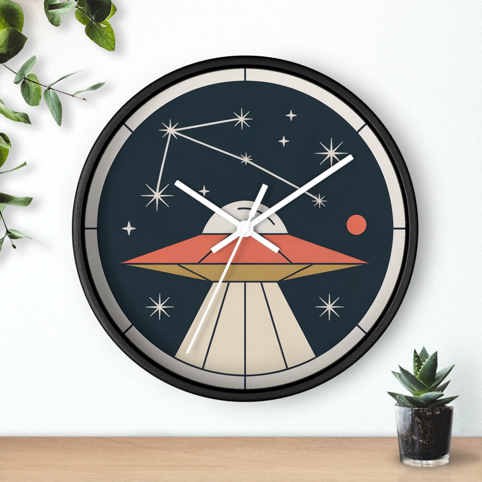 Mid Century Modern Clock, UFO Constellation Wall Clock, Minimal Space Age Decor, Atomic Star Diagram, Retro Sci Fi