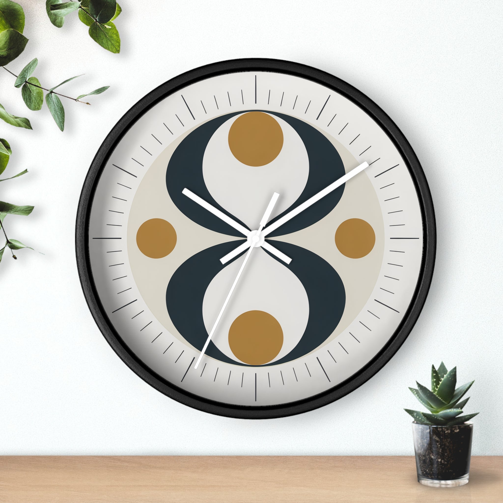 Mid Century Modern Clock | Atomic Retro Minimalist Hourglass Wall Clock