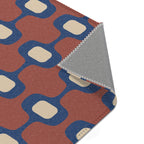 Geometric Hourglass Area Rug | Blue Terracotta Cream