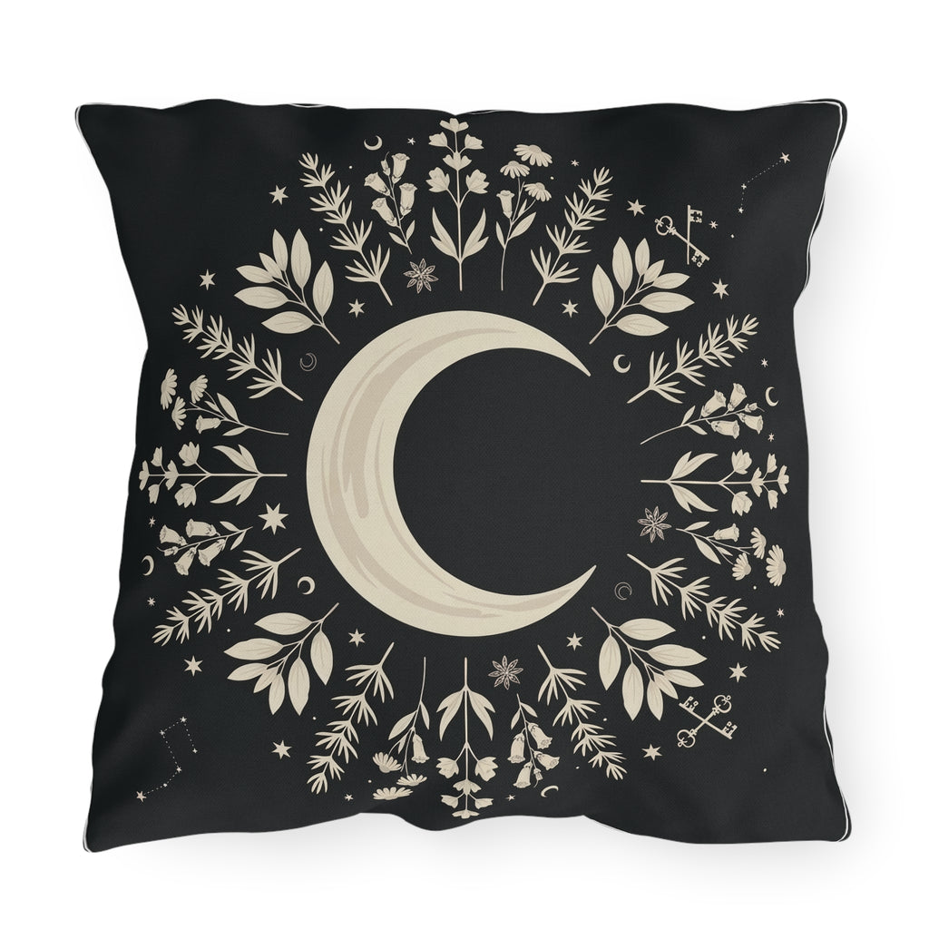 Crescent Moon Outdoor Pillow | Celestial Boho Patio Decor