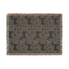 Scandinavian Dala Horse Woven Throw Blanket  | Nordic Folk Art Throw