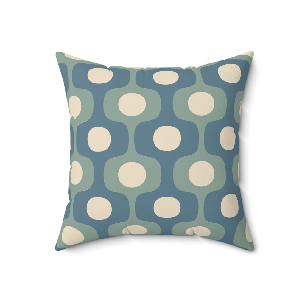 Mid-Century Geometric Pattern Square Pillow | Teal Sage Cream
