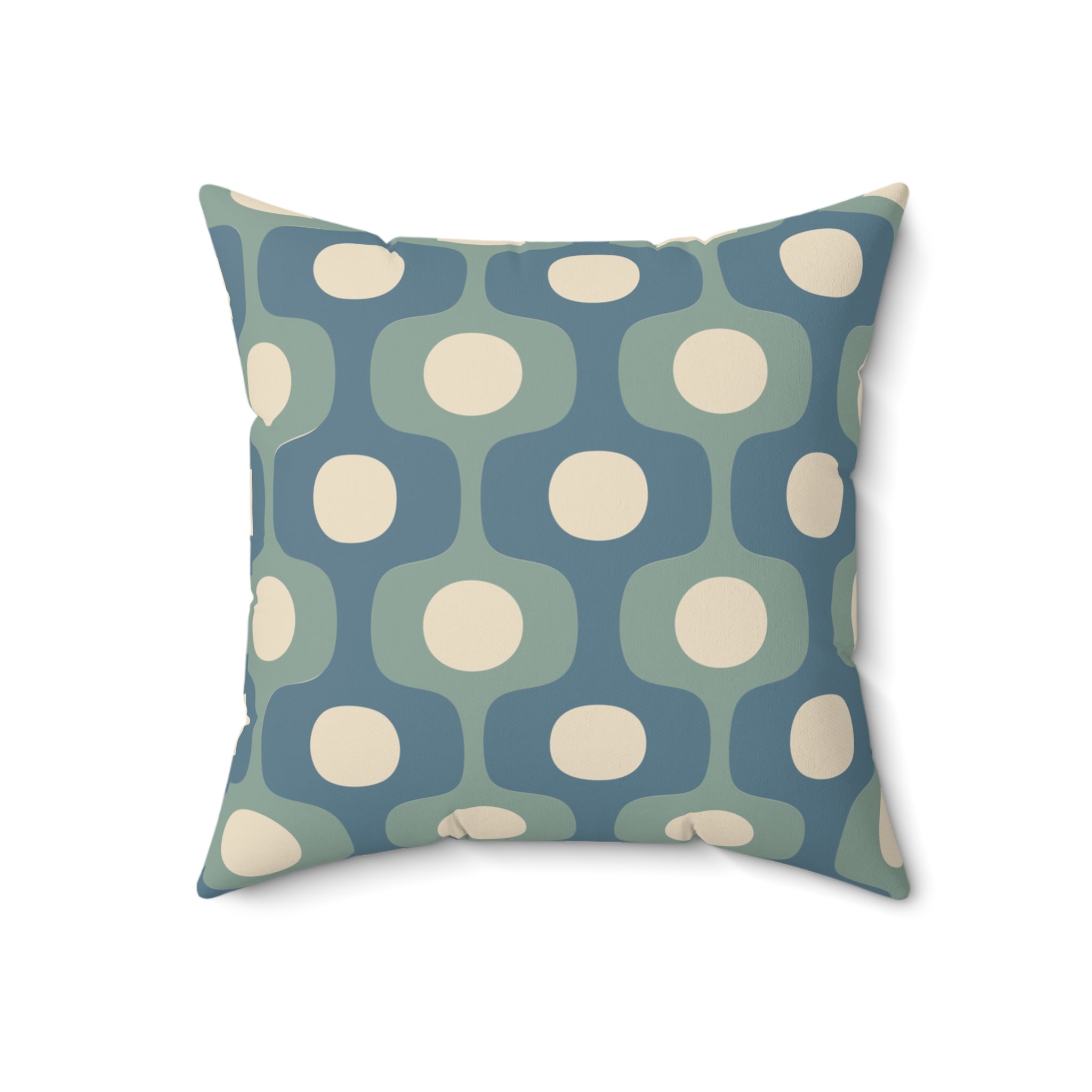 Mid-Century Geometric Pattern Square Pillow | Teal Sage Cream
