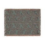 Dala Horse Woven Blanket | Blue Scandinavian Folk Throw