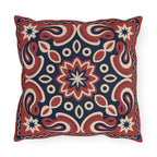 Red & Navy Paisley Outdoor Pillow | Boho Patio Decor