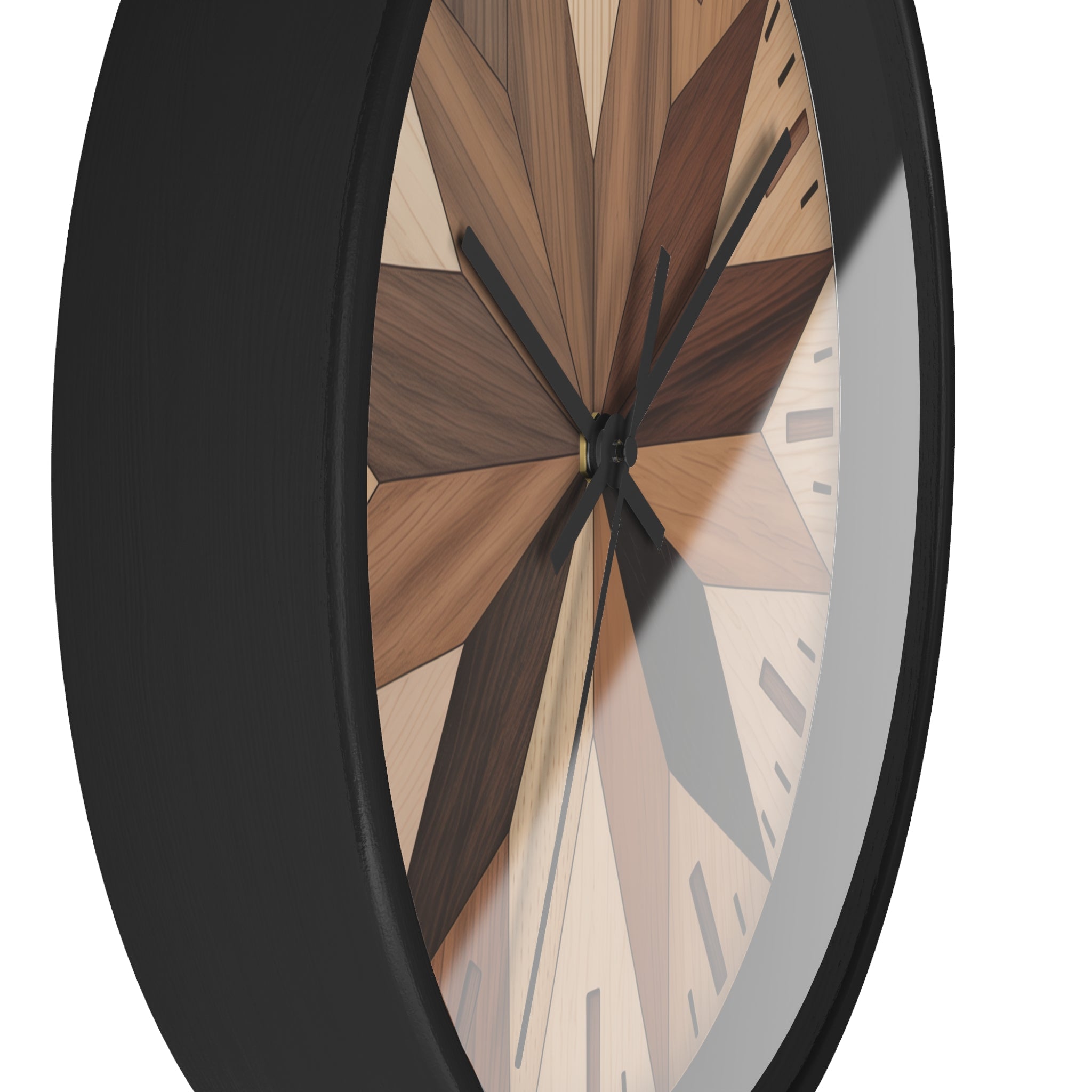 Mid Century Modern Clock Face Design, Maple Leaf Pattern, Marquetry-Style Pattern, Neutral Scandinavian Decor