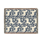 Scandinavian Dala Horse Woven Throw Blanket  | Nordic Folk Art Throw