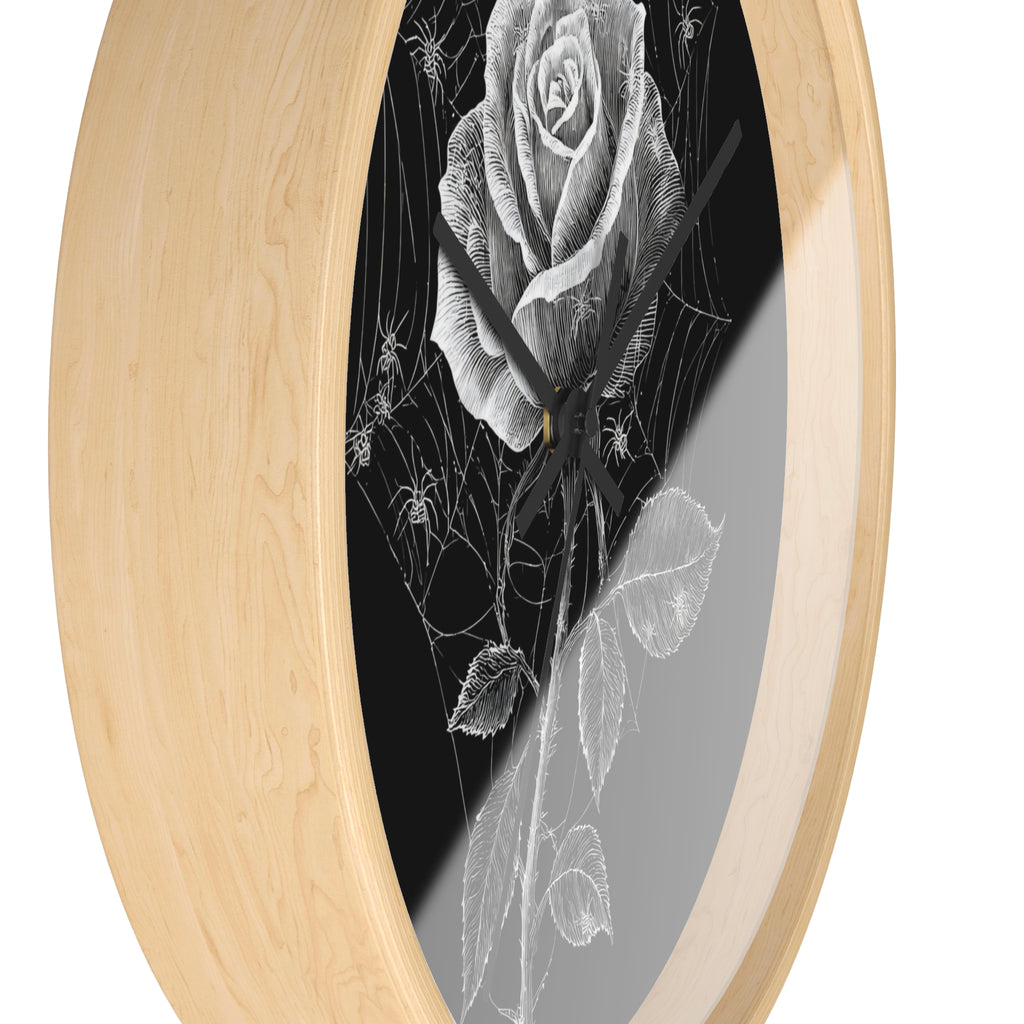 Gothic Rose Spiderweb Wall Clock | Victorian Dark Academia Decor