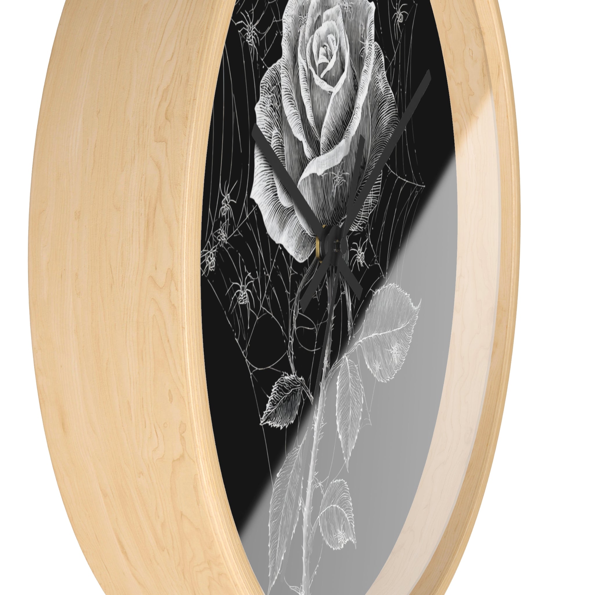 Gothic Rose Spiderweb Wall Clock | Victorian Dark Academia Decor