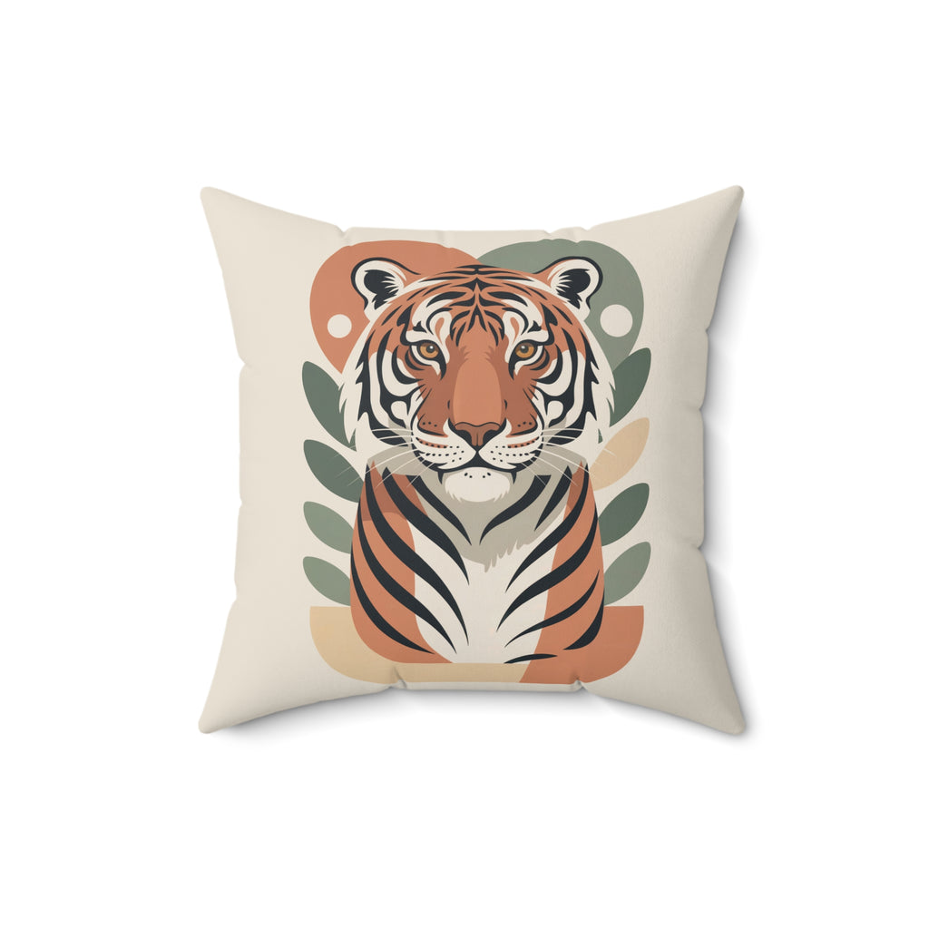 Mid Century Modern Tiger Throw Pillow | Retro Jungle Animal Art Cushion