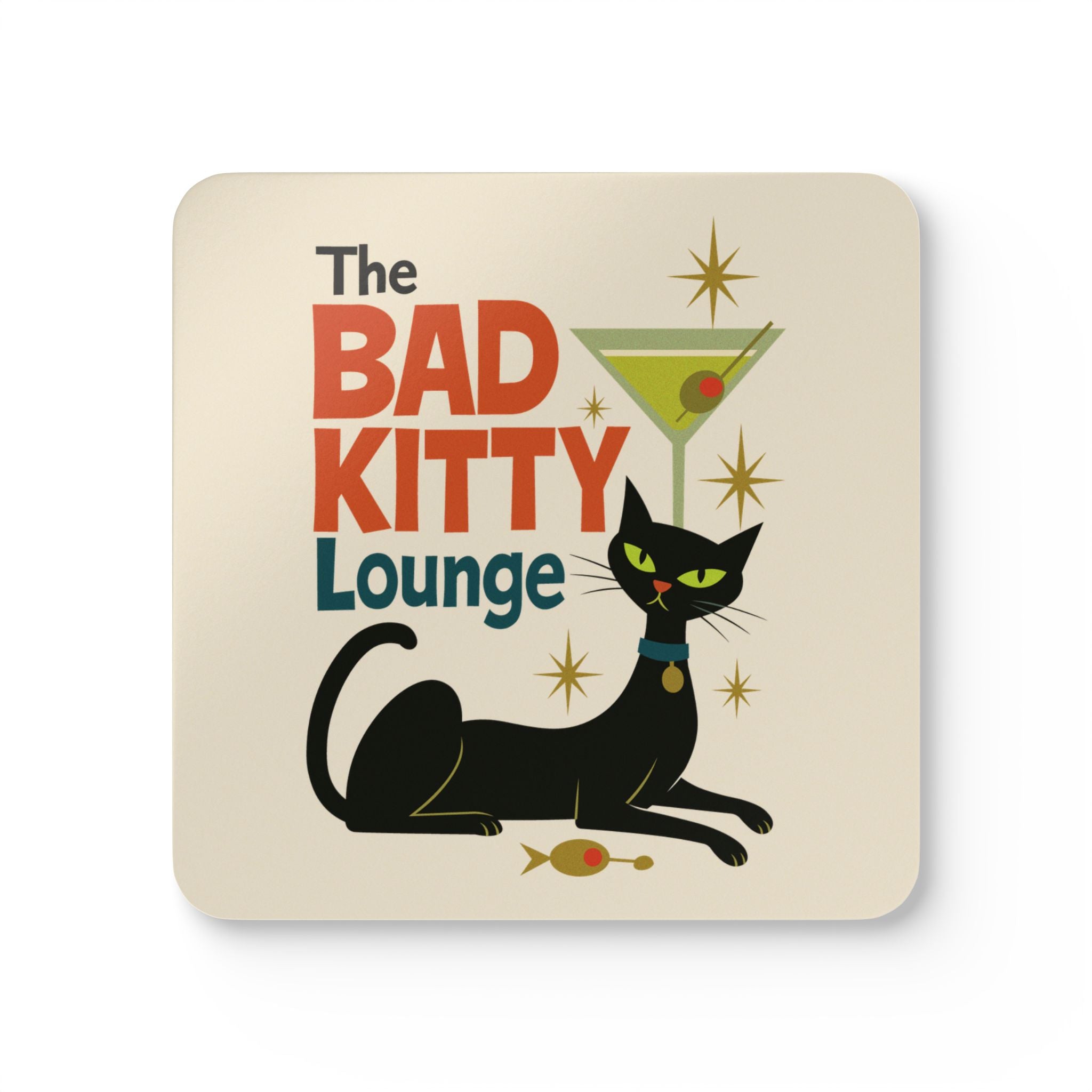 Cat Coaster Set, Retro Coaster, Home Bar Decor, Drink Coasters, Bad Kitty,Cat Lover Gift, Vintage Style Coasters