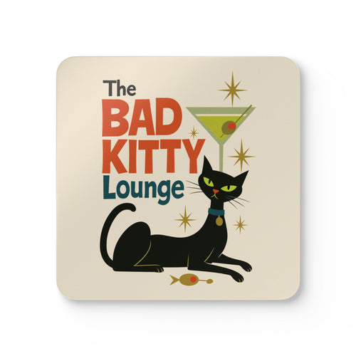 Cat Coaster Set, Retro Coaster, Home Bar Decor, Drink Coasters, Bad Kitty,Cat Lover Gift, Vintage Style Coasters