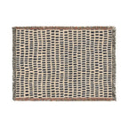 Cream & Black Hand-Drawn Grid Woven Blanket | Modern Throw