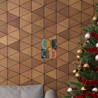 Tree Ring Abstract Poster | Teal Mustard Japandi Decor