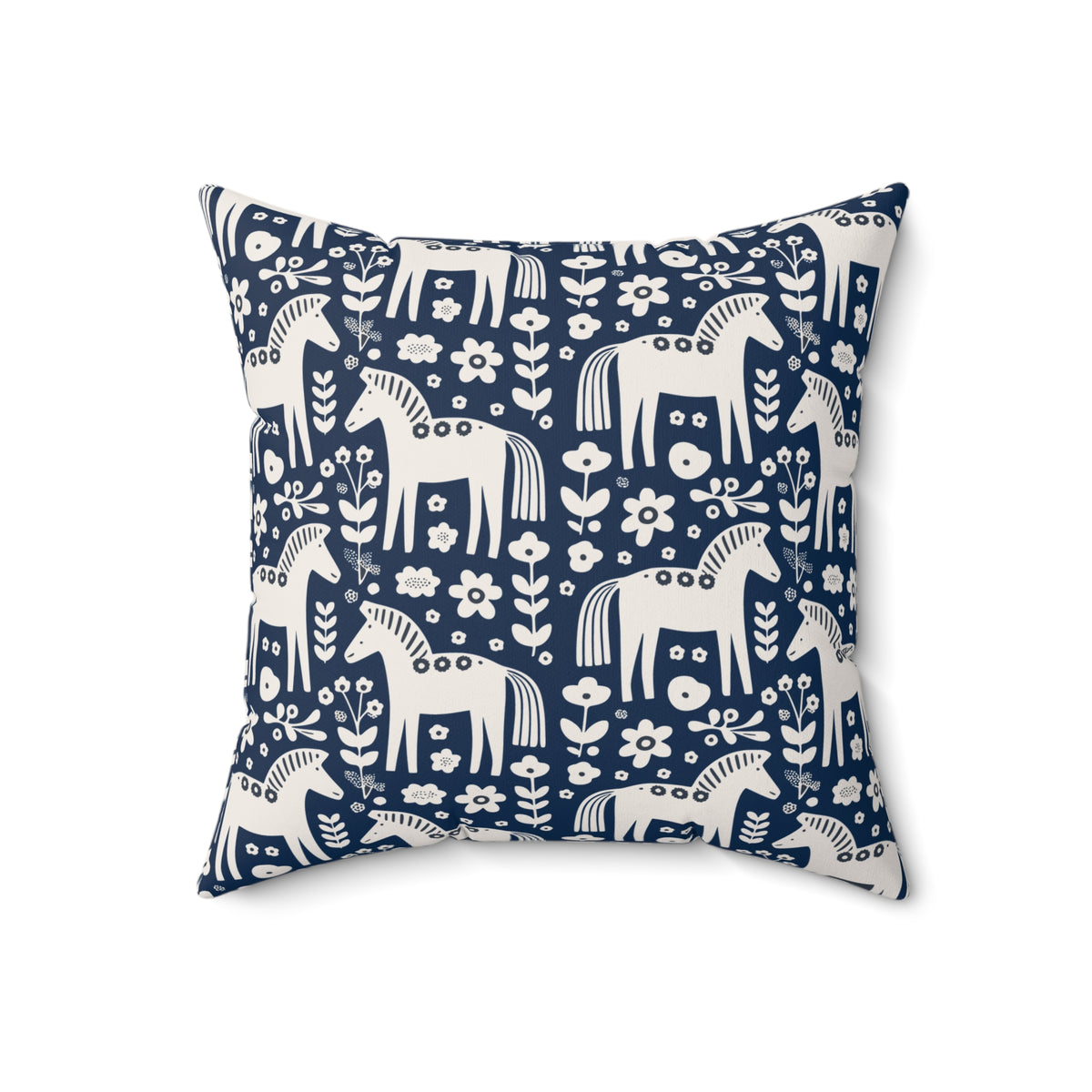 Scandinavian Folk Horses Throw Pillow | Square Pillow with insert