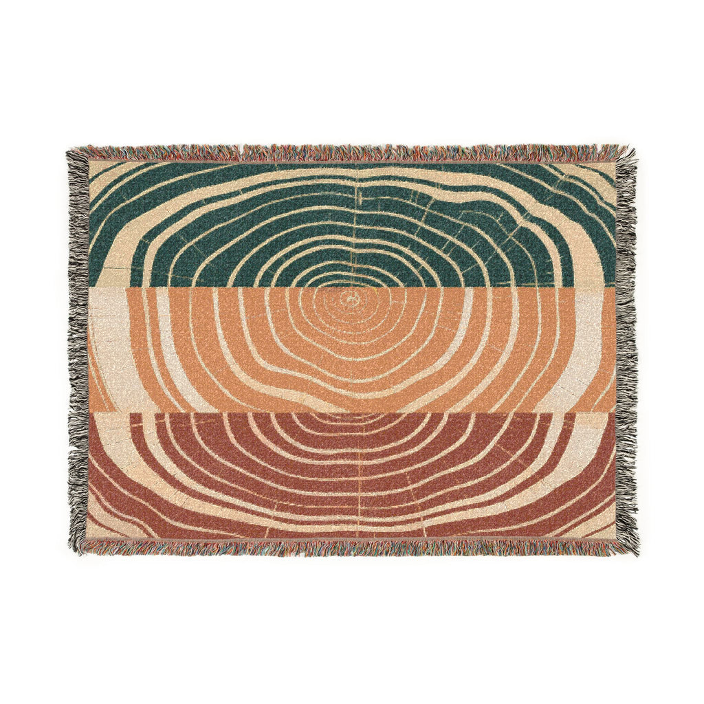 Woven blanket boho modern | Boho throw blanket | Tree ring art abstract nature