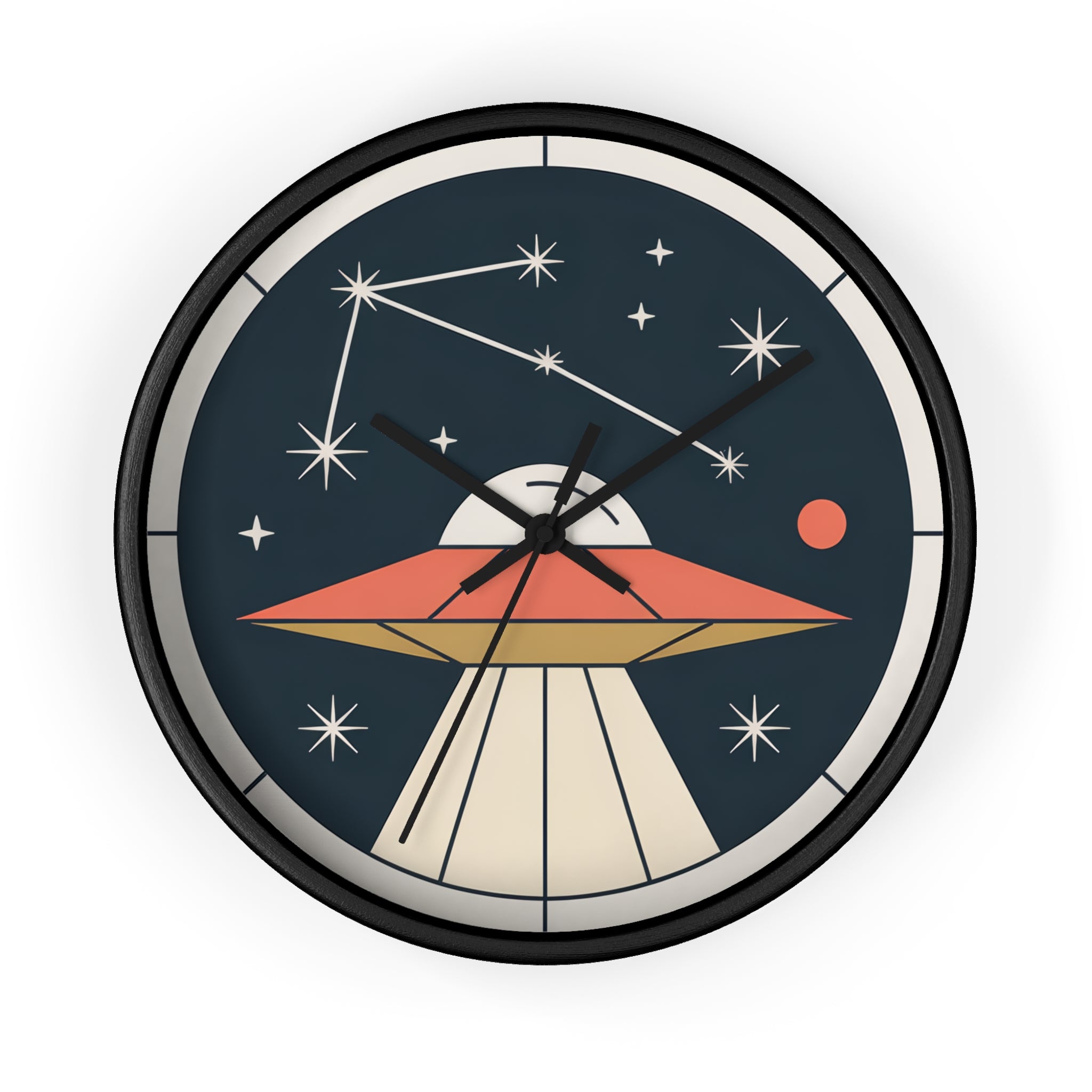 Mid Century Modern Clock, UFO Constellation Wall Clock, Minimal Space Age Decor, Atomic Star Diagram, Retro Sci Fi