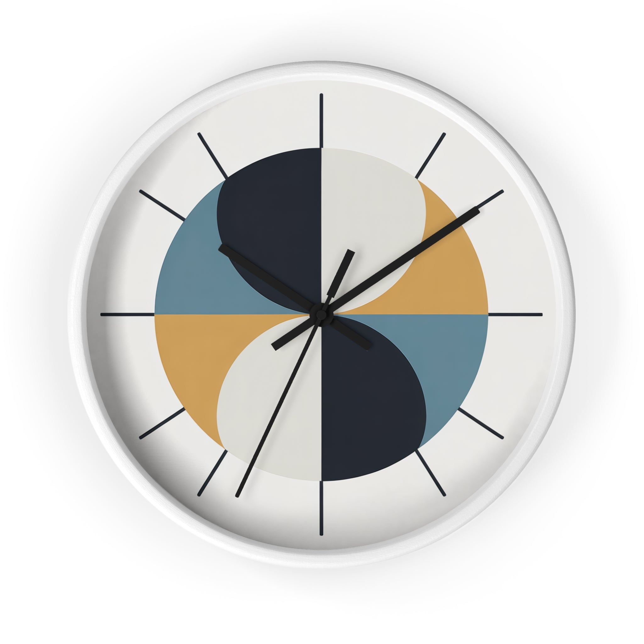 Mid Century Modern Clock | Atomic Retro Minimalist Geometric Hourglass Wall Clock